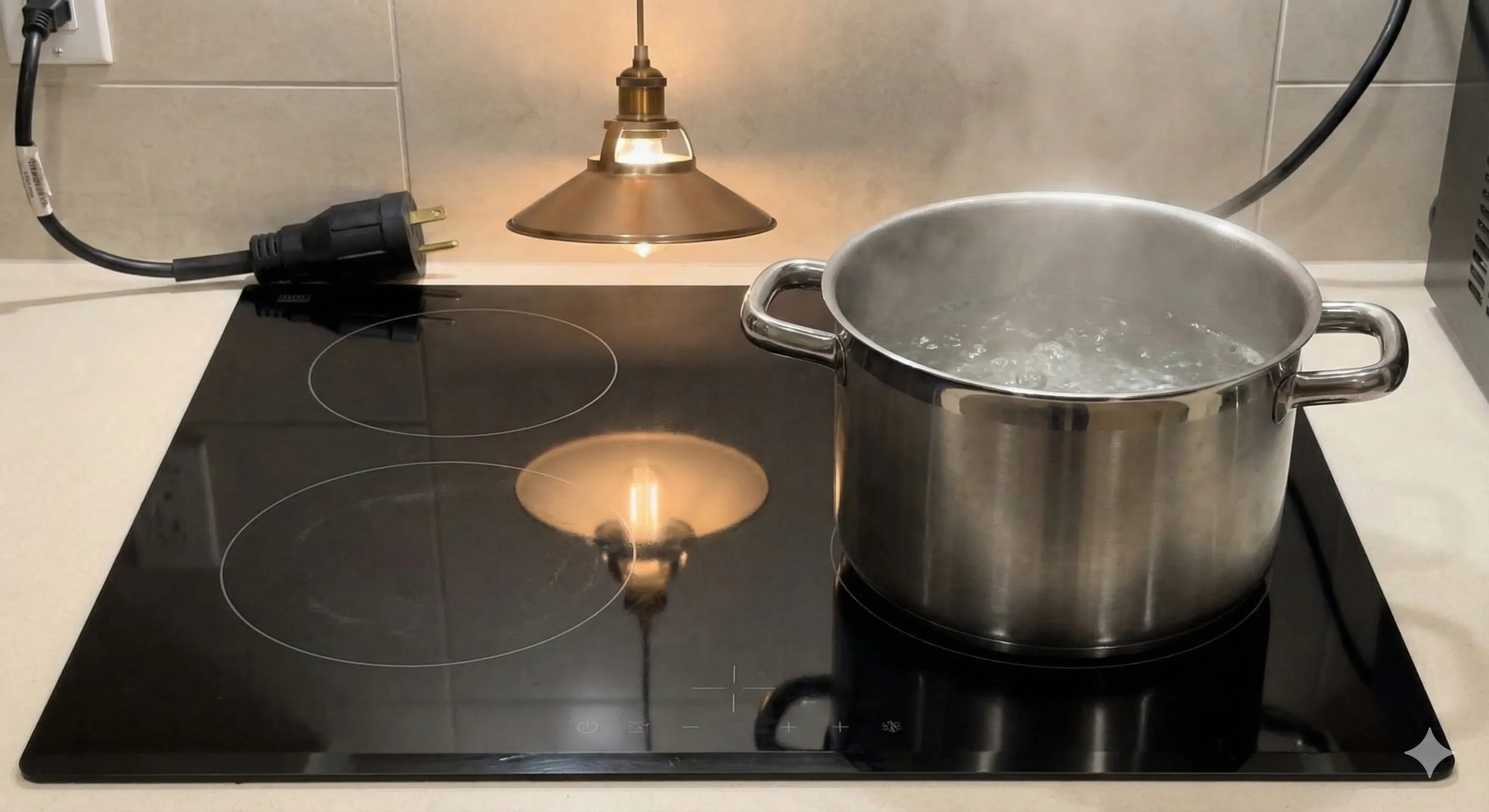 Instalación de cocina de inducción con cableado independiente y protección térmica