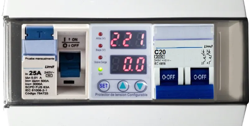 Protector de voltaje en tablero eléctrico
